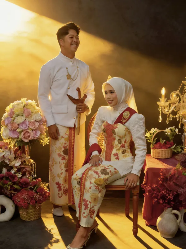 Foto Pasangan Adryan dan Eva di Pelaminan Jawa